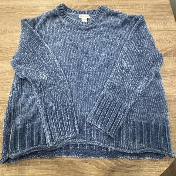 Cynthia Rowley Textured Blue Crewneck Sweater - Picture 3 of 6